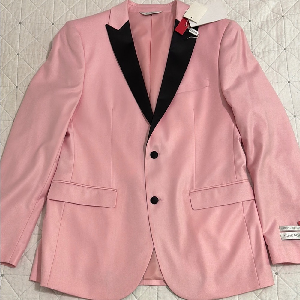 Men’s  Pink Blazer with Black Lapel